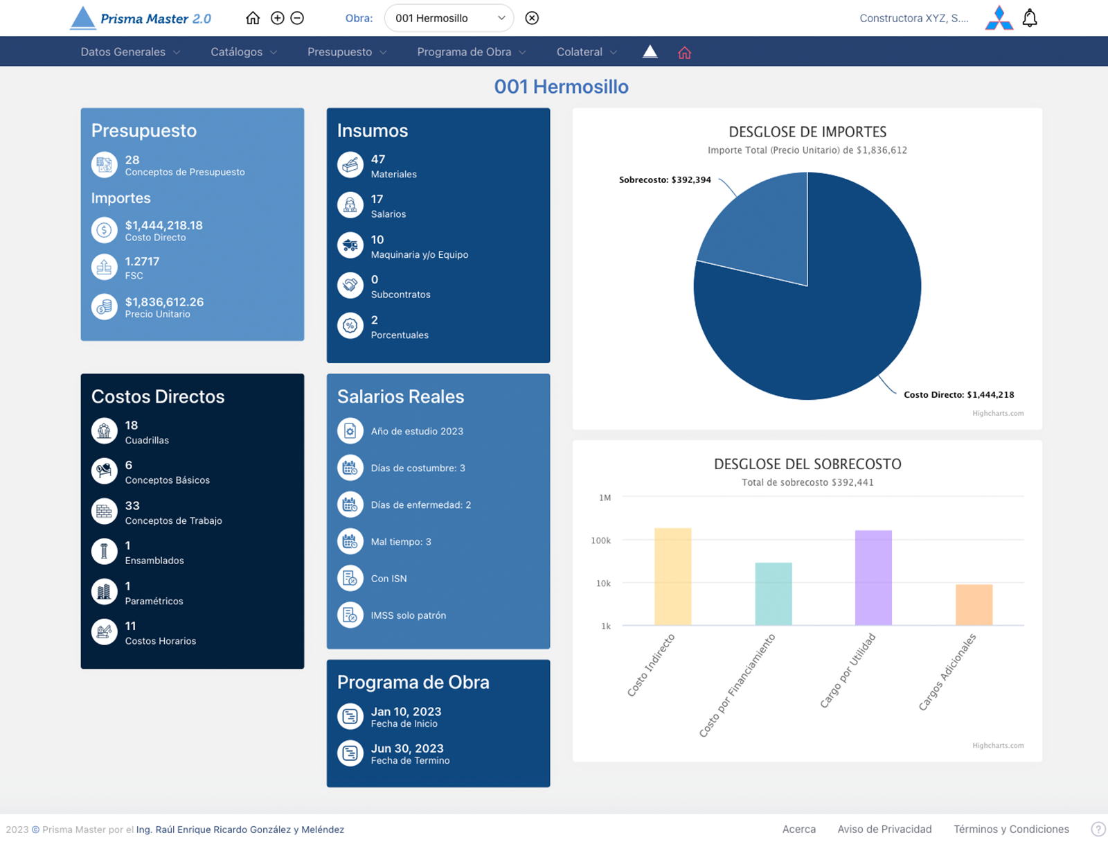 Dashboard de obras